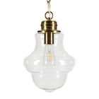 Hudson&Canal Annie 9.13" Wide Pendant with Glass Shade - Brass/Clear-Paired with a clear bell/globe glass shade