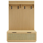 Modway Soma Fluted 3-in-1 Hall Tree with Storage Bench & Coat Rack - Light Oak-8