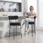HOMCOM 27" Counter Height Modern Bar Stools - Black - 2 Pack-Robust steel legs with adjustable foot pads keep stools steady on any surface
