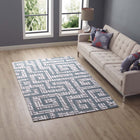 Modway Nahia Geometric Maze Area Rug - 5 ft W x 8 ft L - Ivory Light Grey/Sky Blue-Tight Low Pile Weave