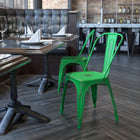 Flash Furniture Distressed Green Metal Indoor-Outdoor Stackable Chair-Distressed Green Powder Coat Finish