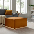 Modway Tilden Large 28" Square Performance Velvet Upholstered Ottoman - Rust/Natural-Dense Foam Padding