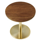 Modway Viva Round Acacia Wood Side Table - Brass Light Oak-Non-Marking Pad For Floor Protection