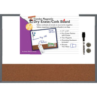 Charles Leonard Magnetic Dry Erase Board with Cork Board - 17" x 23" - with Eraser/Marker and 2 Magnets - Grey Frame-Magnetic dry erase board comes with a gray frame that can easily match the decor in your home, dorm, classroom or office