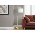 Monarch Specialties 63" H Contemporary Floor Lamp - Brass Metal / Ivory / Cream Shade-Using up to a 100W bulb (not included), illuminate your living space with the convenient on/off foot switch discreetly attached to a 6ft clear cord