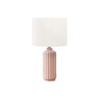 Monarch Specialties 23" H Contemporary Table Lamp - Pink Ceramic / Ivory / Cream Shade-This stylish 23"h table lamp features a chic, ribbed glossy pink ceramic base paired with a sophisticated ivory fabric shade, making it the perfect accent piece to elevate any decor style