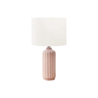 Monarch Specialties 23" H Contemporary Table Lamp - Pink Ceramic / Ivory / Cream Shade-This stylish 23"h table lamp features a chic, ribbed glossy pink ceramic base paired with a sophisticated ivory fabric shade, making it the perfect accent piece to elevate any decor style