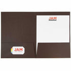 JAM Paper Two-Pocket Textured Linen Business Folders - Chocolate Brown - 6 Pack-Quantity: 6 Folders per Pack | One for each subject & project