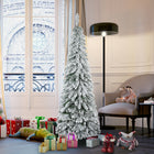 HOMCOM 6' Downswept Slim Snow-Flocked Artificial Christmas Tree with Steel Base - Green-Sprayed with artificial snow in a down-swept design, to add a wintry appearance 