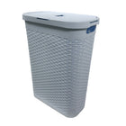 Modern Homes Slim Rattan Style Laundry Hamper - 40L - Sky Blue-Compact 40L slim profile makes it ideal for bathrooms, bedrooms, and tight laundry areas.