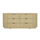 Manhattan Comfort Olivia 71.3" Modern Double Dresser - Natural Oak/Gold-Modern Double Dresser for Bedroom and Living Room Use.