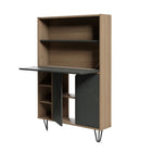 Nexera Slim Bar Cabinet - Secretary Bookcase Desk With Storage - Nutmeg & Charcoal Grey-Easy and quick to assemble, this piece of furniture from the Slim collection requires to be mounted on the walll