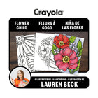 Crayola 32-Page Adult Colouring Book - Flower Child-Features lush florals, dreamy patterns, and boho-inspired illustrations perfect for creative expression