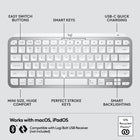 Logitech MX Keys Mini for Mac Minimalist Wireless Illuminated Keyboard - USB-C - Pale Grey-Dimensions: 0.8"H x 11.6"W x 5.2"D