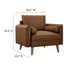 Modway Revive Upholstered Vegan Leather Accent Armchair - Brown-Dense Foam Padding