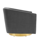 Modway Twist Accent Lounge Performance Velvet Swivel Chair - Gold Charcoal-Brushed Gold Metal Swivel Base