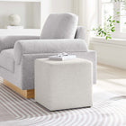 Modway Callum 17" Square Woven Heathered Fabric Upholstered Ottoman - Heathered Weave/Ivory-Non-Marking Foot Glides