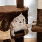 PawHut 94" - 102" Floor-To-Ceiling Huge Cat Tree Tower - Brown-Material: Particle Board, Sisal Rope, Plush 