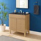 Modway Render 30" Bathroom Vanity - Oak/Black-Soft-Close Doors