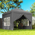 Outsunny 10' ft W x 10 ft L Outdoor Pop Up Party Tent with Carrying Bag - Grey-Roof section with light grey undercoating for UV rays and heat reduction