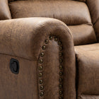 Ebello Chemika 40.9" W Classic Super Soft Padding And Oversize Manual Recliner With Rivets-brown-Nailhead trim along the arms adds a traditional detail