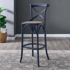 Modway Gear Bar Stool - Midnight Blue-Non-Marking Foot Caps
