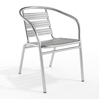 Flash Furniture Heavy Duty Commercial Aluminum Indoor-Outdoor Restaurant Stack Chair with Triple Slat Back-Stackable Cafe Chair