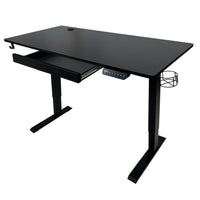 LjubLjana 47" 1-Piece Top Electric Height Adjustable Sit-Stand Desk with Drawer - Black-Sturdy 1 Board Unit - This space-efficient 47.2" x 23.6" table will easily fit into your office area while still providing ample space for a variety of monitor and laptop setups along with important work materials, supplies, and decor