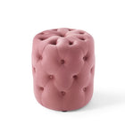 Modway Amour Tufted Button Round Performance Velvet Ottoman - Dusty Rose-Dense Foam Padding