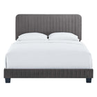 Modway Celine Channel Tufted Performance Velvet Twin Platform Bed - Grey-Reinforced Center Beam With Support Legs