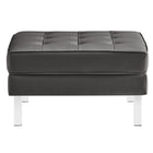 Modway Loft Tufted Vegan Leather Armchair and Ottoman Set - Silver Grey-Weight Capacity: 330 lb