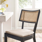 Modway Caledonia Wood Counter Stools - Black Beige - Set of 2-Removable Fabric Cushion