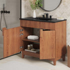Modway Miles 36" Bathroom Vanity - Black/Walnut-Ceramic Sink Basin