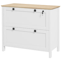 HOMCOM Lateral File Cabinet with Lock - White-Hanging bar adjusts to fit letter, A4, and legal-sized files