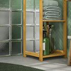 HOMCOM Full Length Mirror with Shelf Bamboo Frame - 13.8" W x 66.1" H - Brown-Colour: Nature Wood 