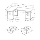 Monarch Specialties 7257 80" Computer Desk - Grey Left Or Right Facing-Reversible configuration allows the side of the desk with storage to be installed on the left or right.