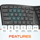 Delton KB250 Wireless Ergonomic Keyboard - Black-Enjoy a peaceful typing experience with keys designed to minimize noise, perfect for shared or quiet environments