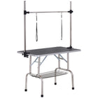 PawHut Adjustable Dog Grooming Table with 2 Safety Slings - Black-Solid metal frame for reliability and ongoing strength