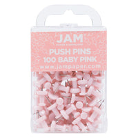 JAM Paper Colourful Push Pins - Baby Pink Pastel - 100 Pack-Plastic Head Thumb Tacks | Colour: Light Baby Pink / Soft Pink