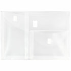 JAM Paper Plastic 3 Pocket Envelopes, VELCRO Brand Closure, Letter Booklet, 9.75 x 13, Clear Poly, 10 Pack-Size: 9-3/4" x 13"