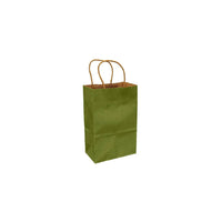 Eddie's 100% Recycled Kraft Shopper Paper Bag - 5-1/2" L x 3-1/4" W x 8-3/8" D - Leaf Green - 100 Pack-5-1/2" x 3-1/4" x 8-3/8"