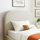 Modway Keynote Upholstered Fabric Curved Twin Platform Bed - Heathered Weave Ivory-Wood Slat Support