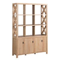 Sauder Newberry Lane Storage Wall - Khaki Pine-Multi-room storage: This functional storage wall can meet your storage needs in a variety of rooms – living room, office, or kitchen. It also can be used as a room divider when the safety bracket is mounted on the side