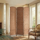 HOMCOM 3 Panels Freestanding Room Divider for Home Office - Natural-Woven fibre design paper panel for a natural tone and lightweight to move

