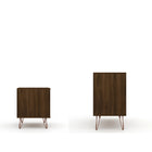 Manhattan Comfort Rockefeller Mid-Century Modern Dresser and Nightstand Set - Brown-Fashionable Wire Splayed Legs Made of Metal for Extra Durability.