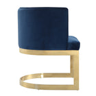 Manhattan Comfort Aura 24.4" Modern Velvet Upholstered Dining Chair - Royal Blue and Polished Brass - Set of 2-Seat Height: 18.90"