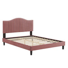 Modway Juniper Channel Tufted Performance Velvet King Platform Bed - Dusty Rose-King Platform Bed