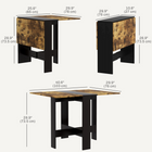 HOMCOM Drop Leaf Folding Dining Table for 2-4 - Rustic Brown and Black-Fits in your space as well as fits on your budget