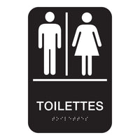Cosco Restroom Indoor Wall Sign - 6" x 9" - Black & White - French Text-This restroom wall sign features French text to clearly guide French-speaking customers and visitors