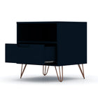 Manhattan Comfort Rockefeller 20.08" Mid-Century Modern 1-Drawer Nightstand - Tatiana Midnight Blue-11 Lb. Capacity per Shelf and Drawer